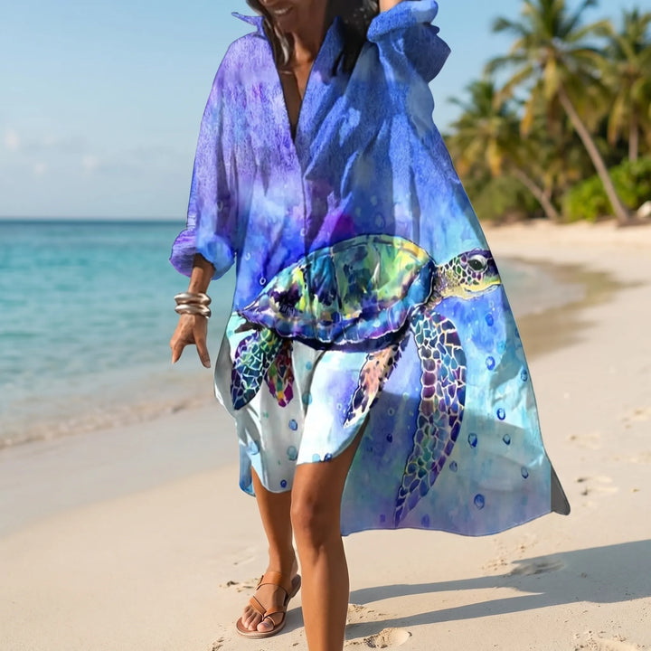 Women's Printed Shirt Dress - Casual Summer Button Down