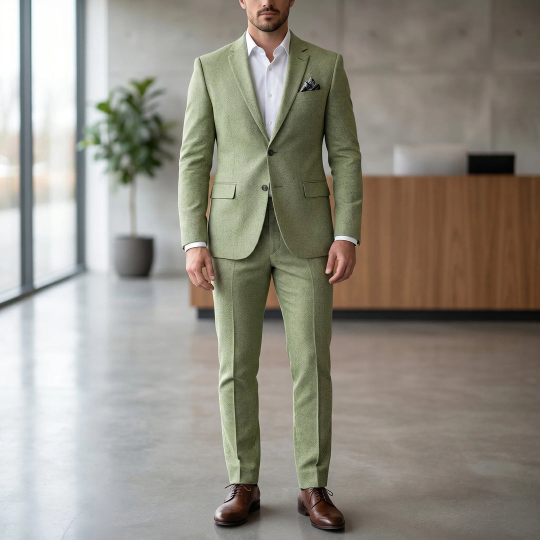 Men's Smart 2 Piece Suit Set - Slim Fit Blazer and Pants for Work