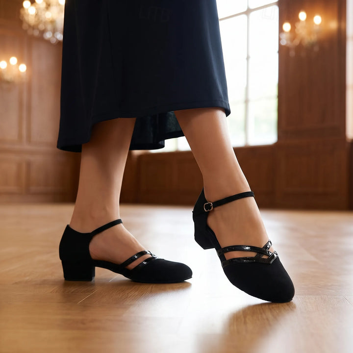 Women's Closed Toe Dance Heels - Formal Evening Ankle Strap Block Heel