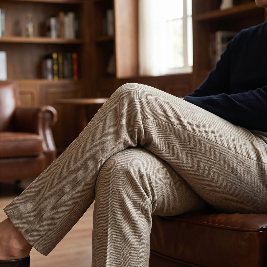 Men's High Waist Pleated Trousers - Slim Tapered Pants