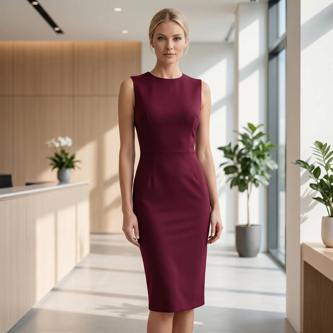 Women's Sheath Midi Dress - Sleeveless Bodycon for Work