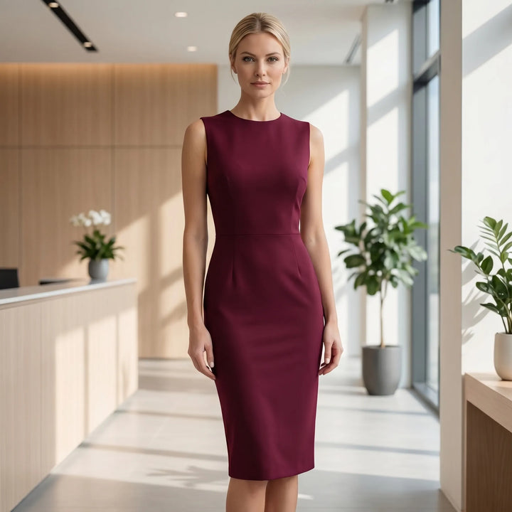 Women's Sheath Midi Dress - Sleeveless Bodycon for Work