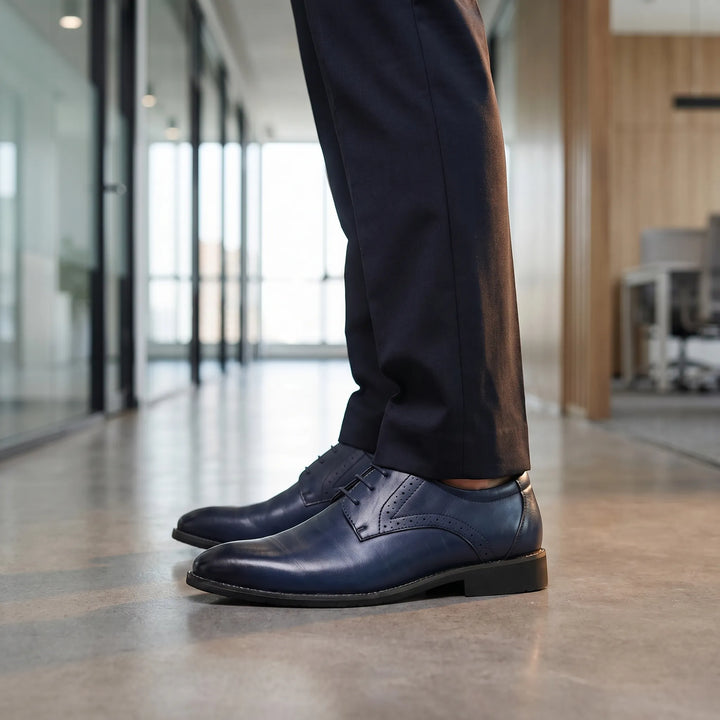 Men's Oxford Lace Up Shoes - Pointed Toe with Brogue for Work