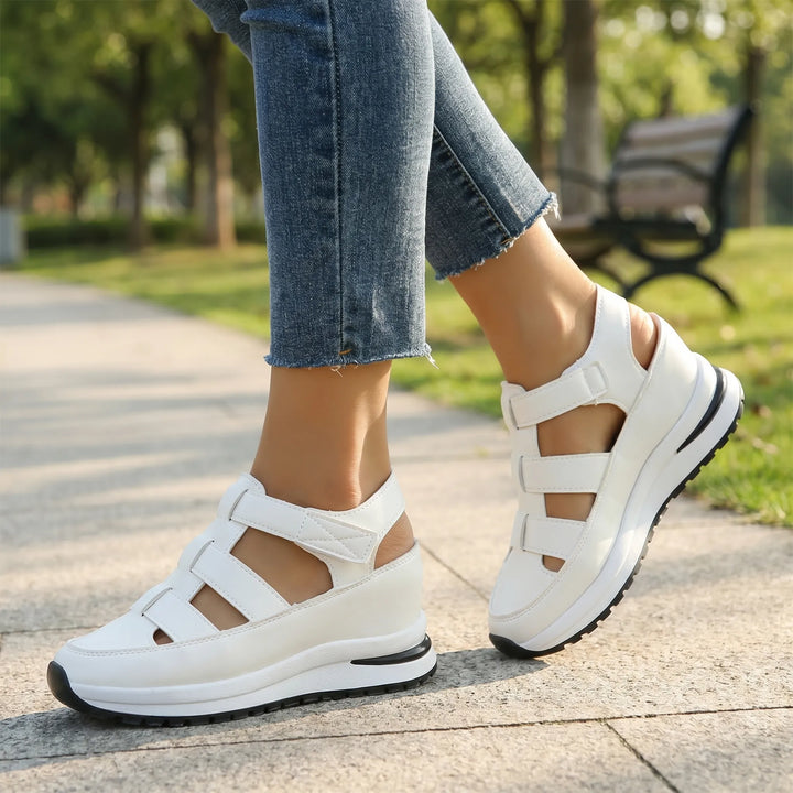 Women's Platform Sneaker Sandals - Cutout Design for Summer
