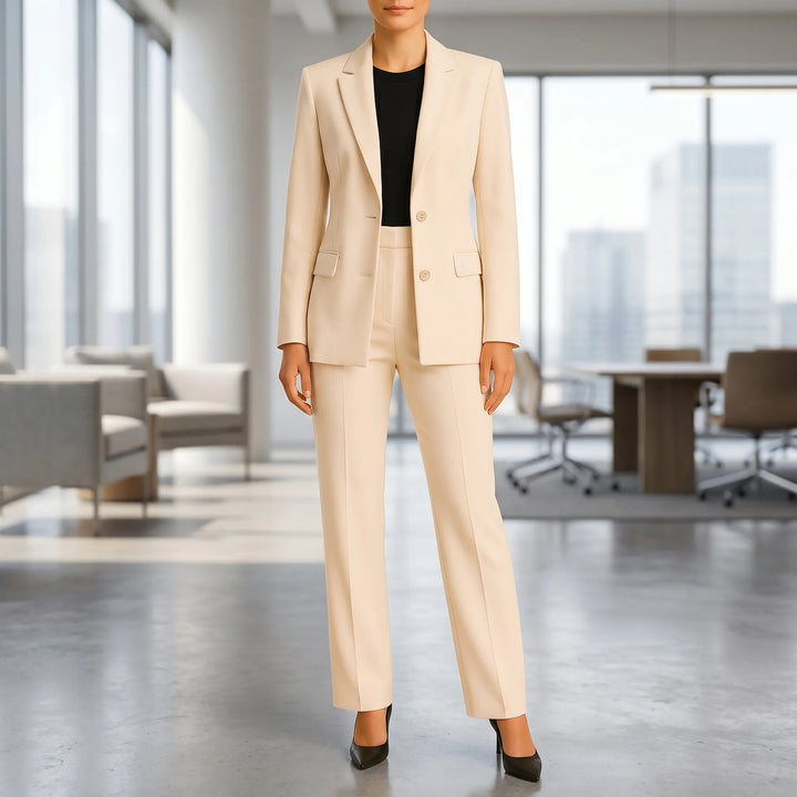 Women's 2 Piece Suit Set - Tailored Blazer and Pleated Pants