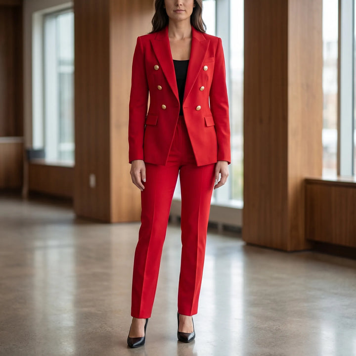 Women's 2 Piece Suit Set - Tailored Blazer and Pants for Work