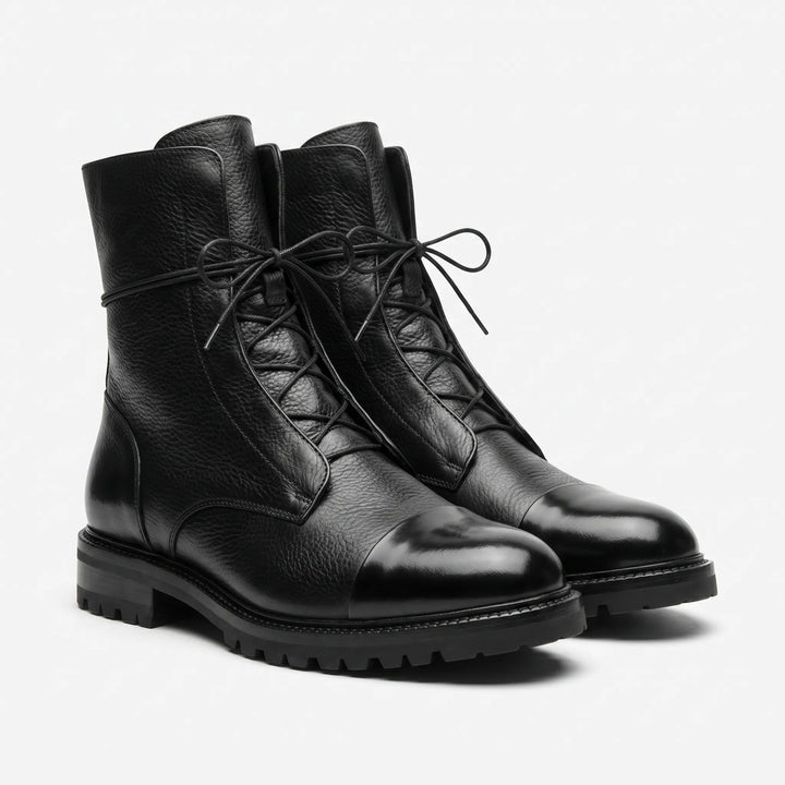 Women's Leather Ankle Boots - Lace Up with Pointed Toe