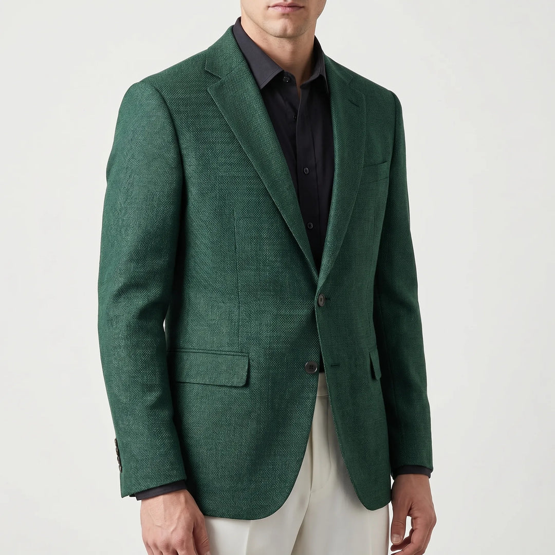 Men's Textured Blazer - Slim Fit with Single Button