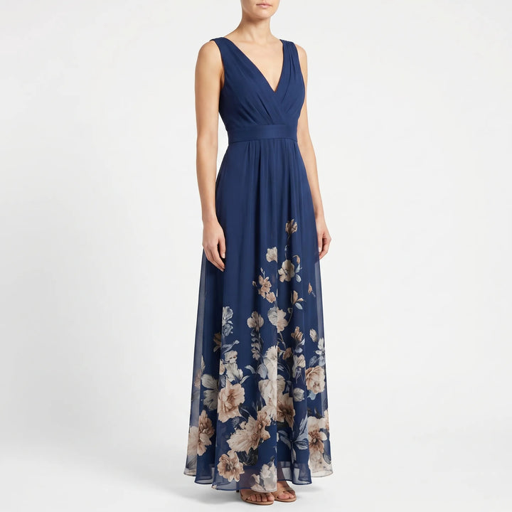 Women's Floral Maxi Dress - V Neck for Summer Wedding