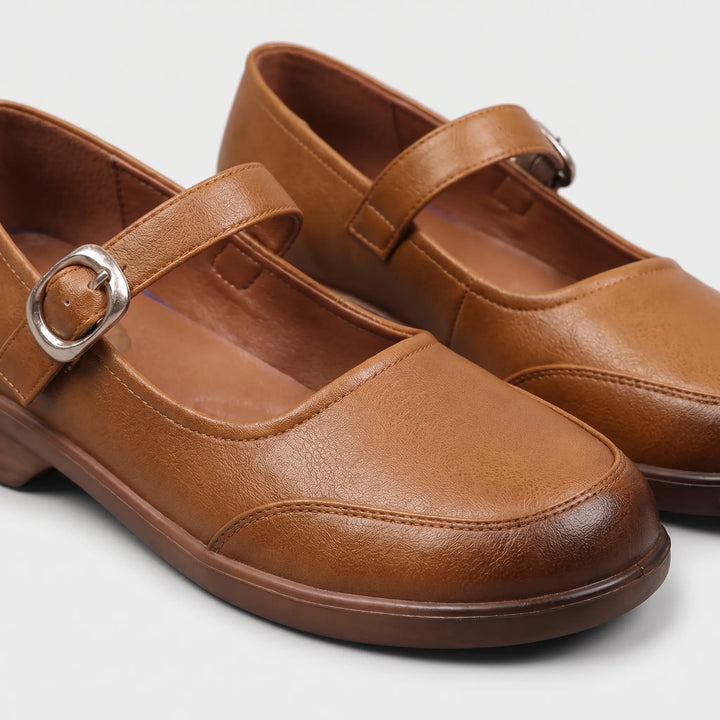 Women's Mary Jane Shoes - Round Toe with Buckle Strap