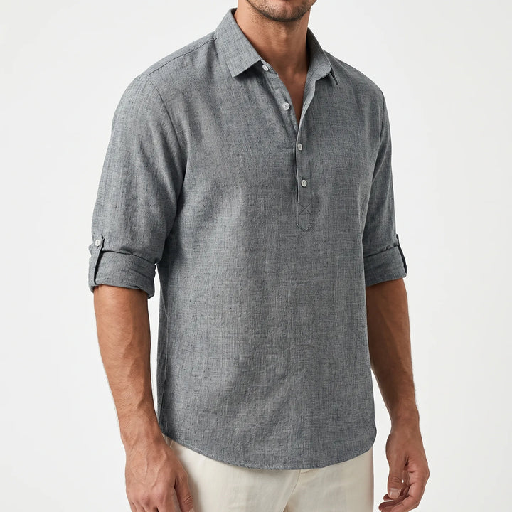 Men's Long Sleeve Polo Shirt - Summer Casual Popover