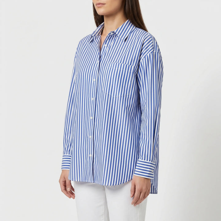 Women's Striped Button Down Shirt - Summer Casual Oversized Blouse