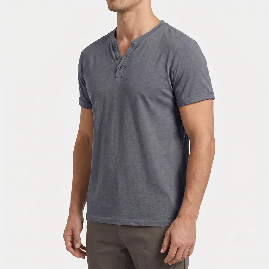 Men's Short Sleeve Henley T Shirt - Casual Summer V Neck Top