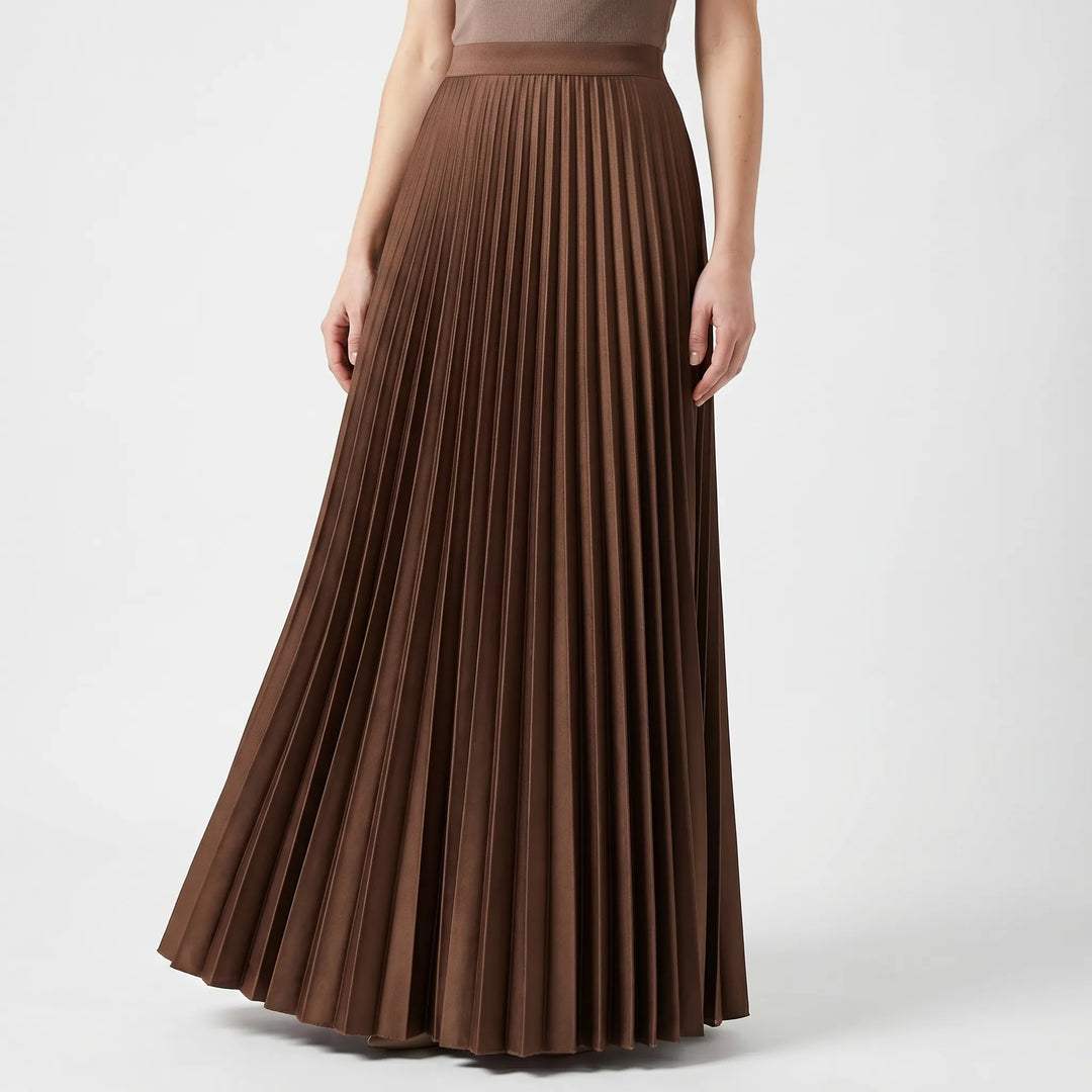 Women's Pleated Maxi Skirt - Flowing with Elastic Waist