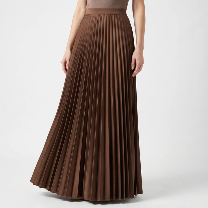 Women's Pleated Maxi Skirt - Flowing with Elastic Waist
