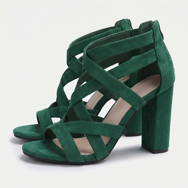 Women's Block Heel Sandals - Strappy with Open Toe for Summer
