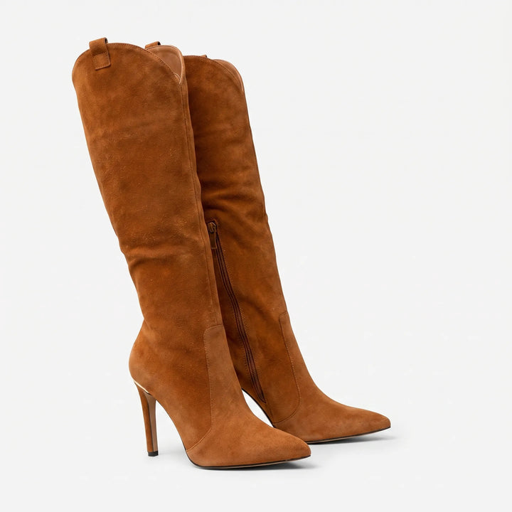 Women's Elegant Knee High Boots - Pointed Toe with Stiletto Heel