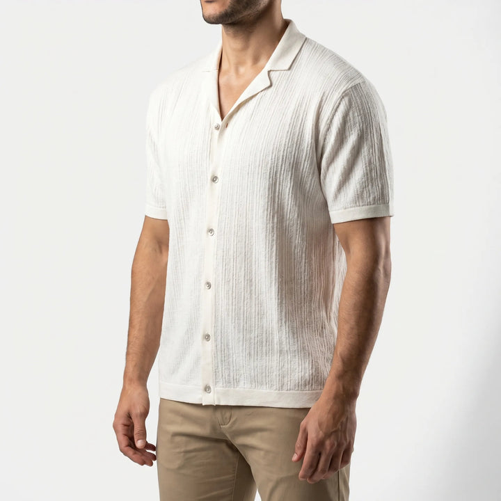 Men's Short Sleeve Button Down Shirt - Summer Casual Cuban Collar