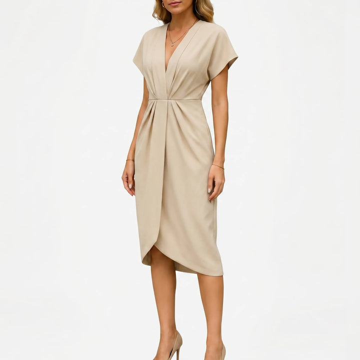 Women's Wrap Midi Dress - V Neck for Summer Cocktail