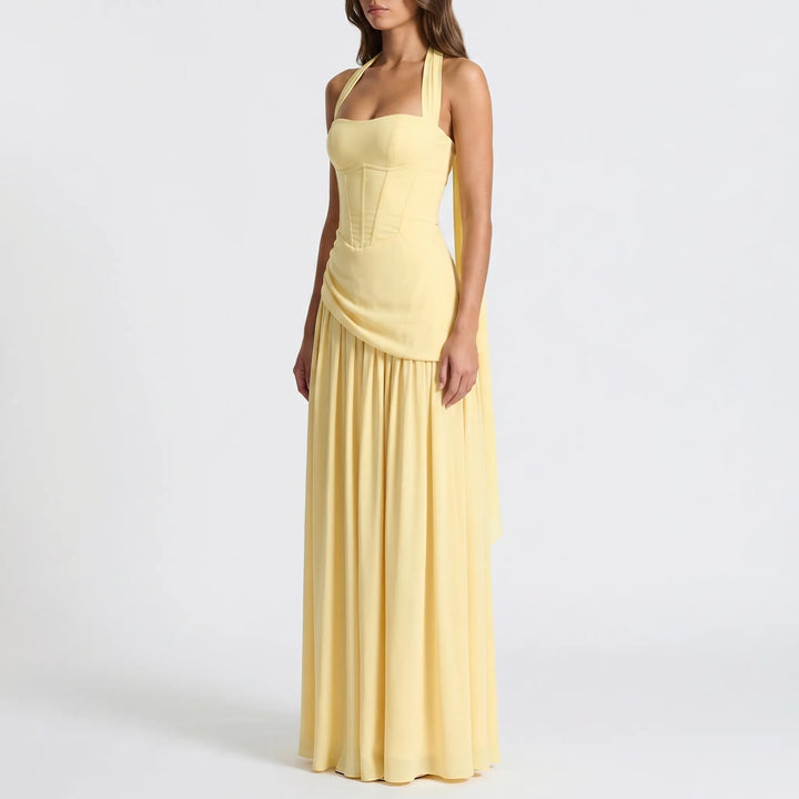 Women's Strapless Maxi Dress - High Low for Wedding Guest