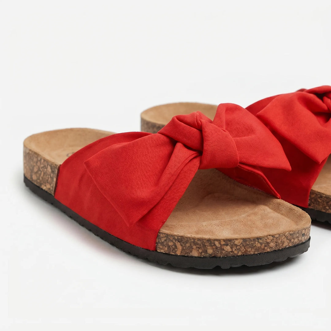 Women's Bow Slide Sandals - Casual Flat for Summer