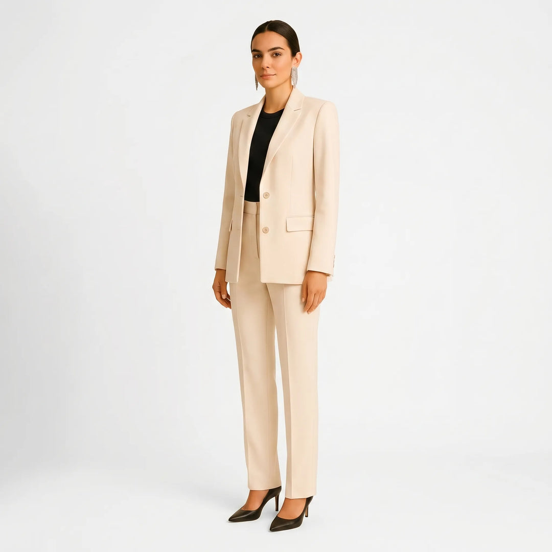 Women's 2 Piece Suit Set - Tailored Blazer and Pleated Pants