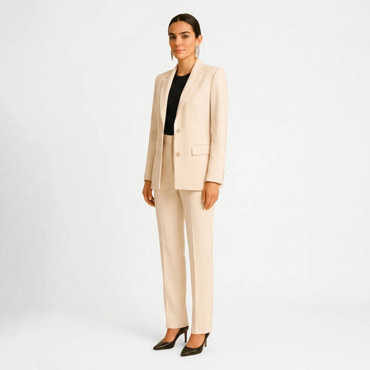 Women's 2 Piece Suit Set - Tailored Blazer and Pleated Pants