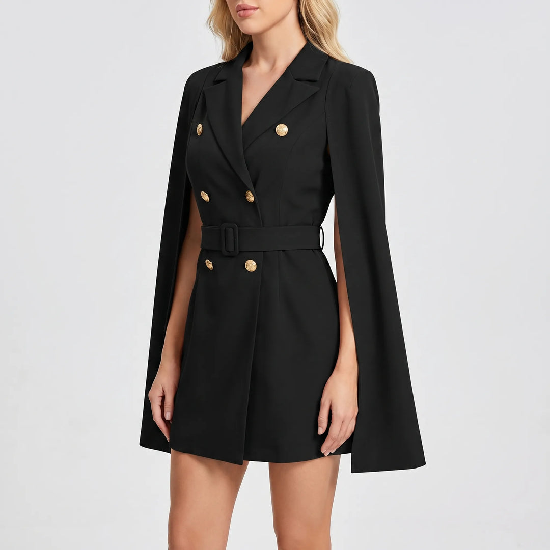 Women's Mini Blazer Dress - Cape Sleeve Cocktail Party Dress