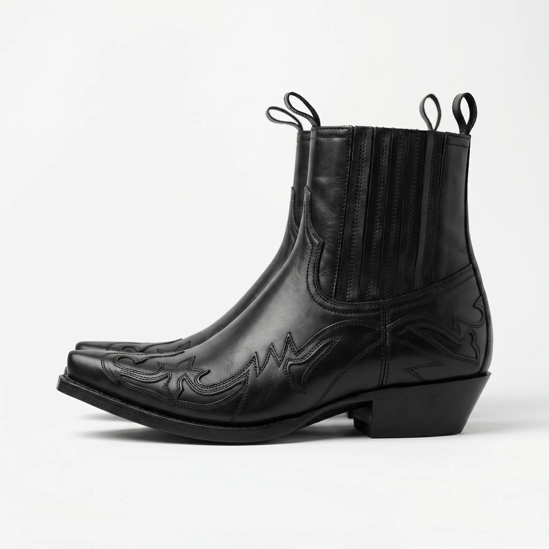 Men's Western Cowboy Boots - Pointed Toe with Stacked Heel