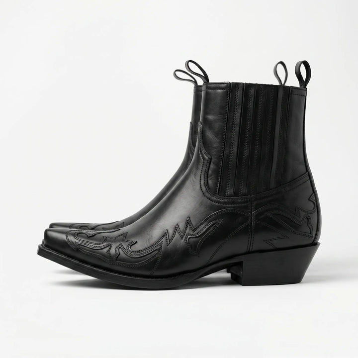 Men's Western Cowboy Boots - Pointed Toe with Stacked Heel
