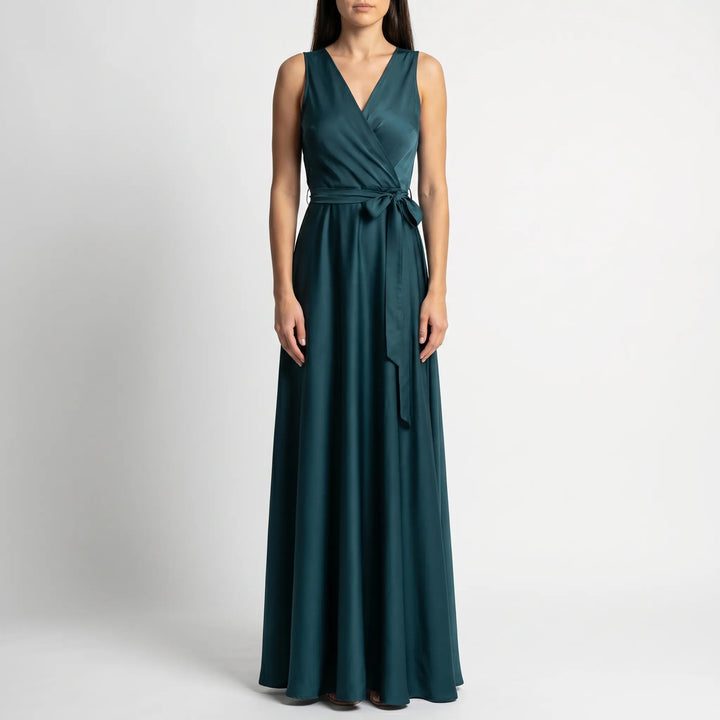 Women's Wrap Maxi Dress - Sleeveless for Wedding Guest