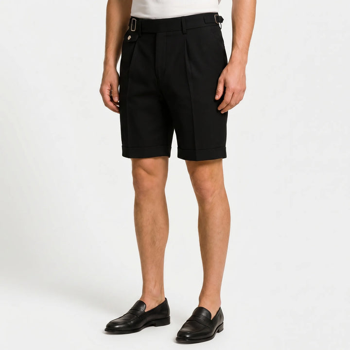 Men's Tailored Pleated Shorts - Summer Slim Fit with Cuffs