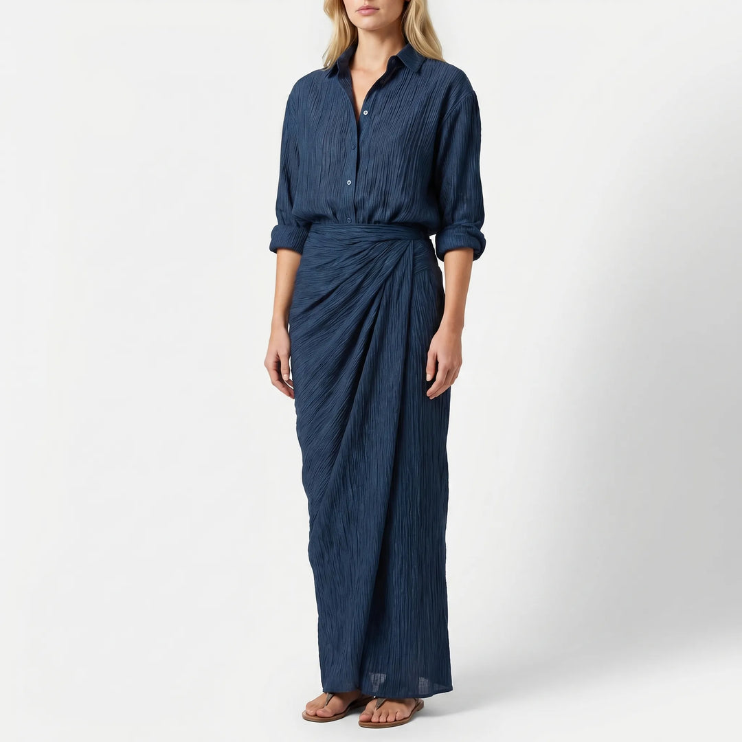 Women's Shirt and Maxi Skirt Set - 2 Piece Outfit for Summer