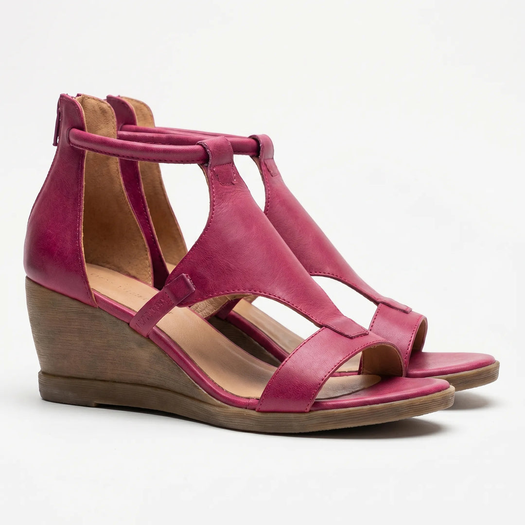 Women's T Strap Wedge Sandals - Open Toe for Summer