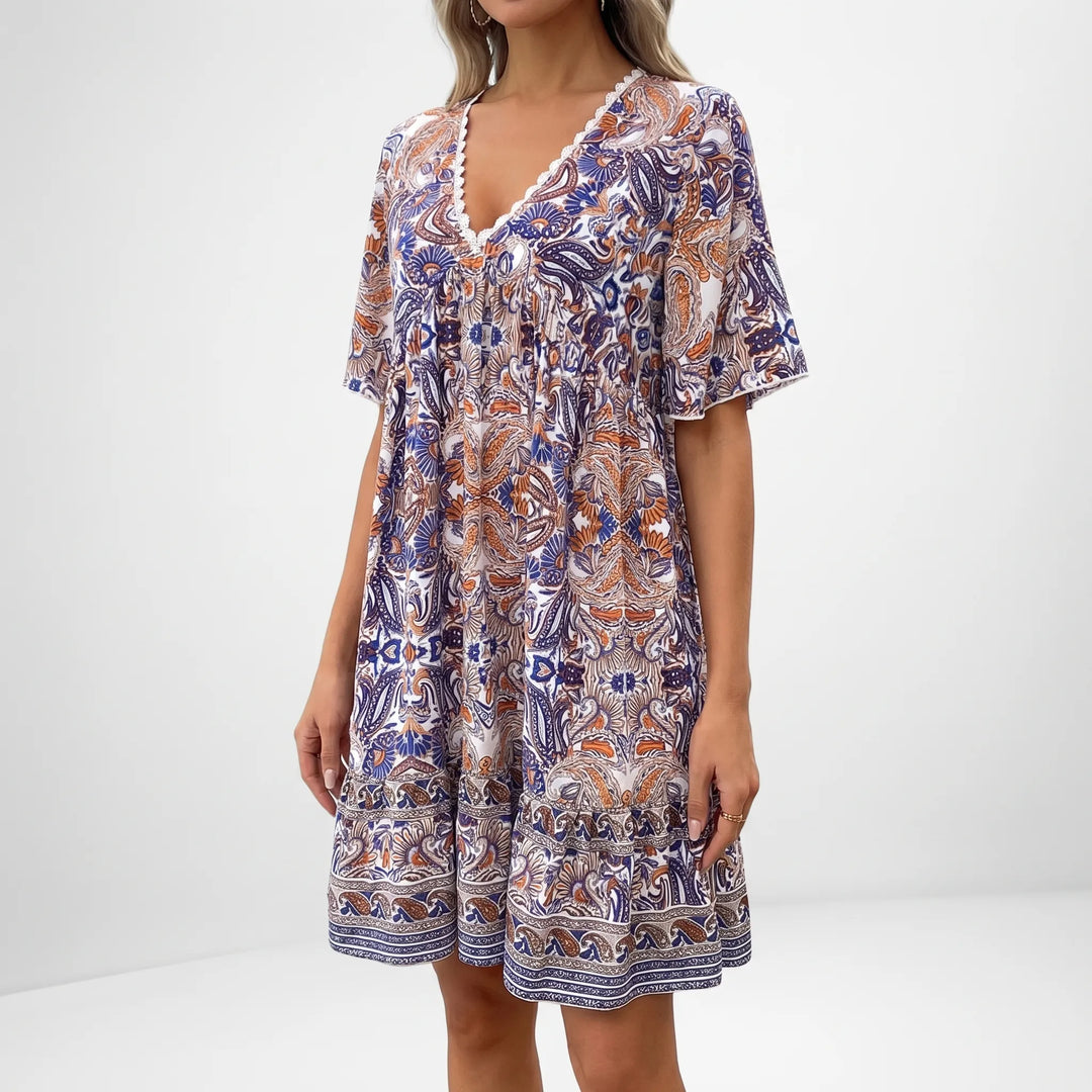 Women's Boho Mini Dress - Paisley Summer Sundress