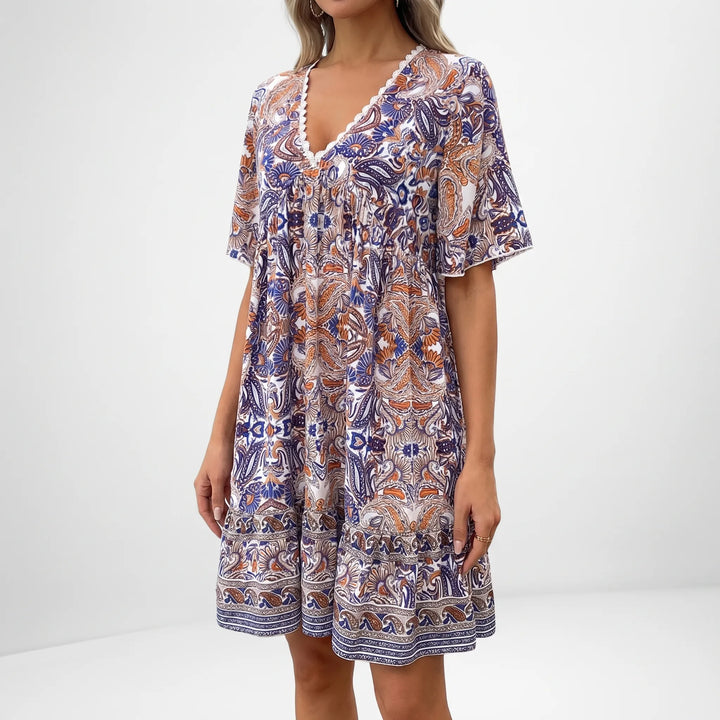 Women's Boho Mini Dress - Paisley Summer Sundress