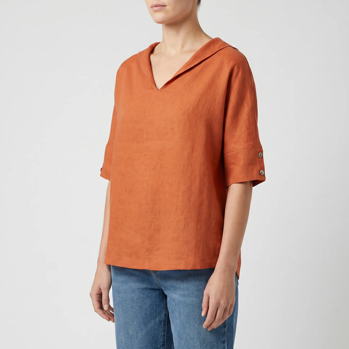 Women's V Neck Casual Top - Relaxed Fit with Half Sleeve