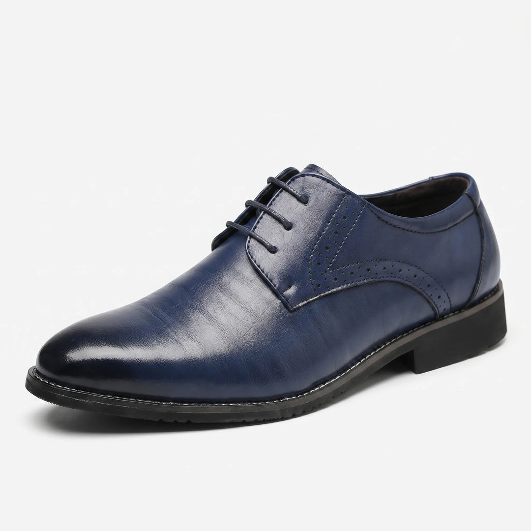 Men's Oxford Lace Up Shoes - Pointed Toe with Brogue for Work