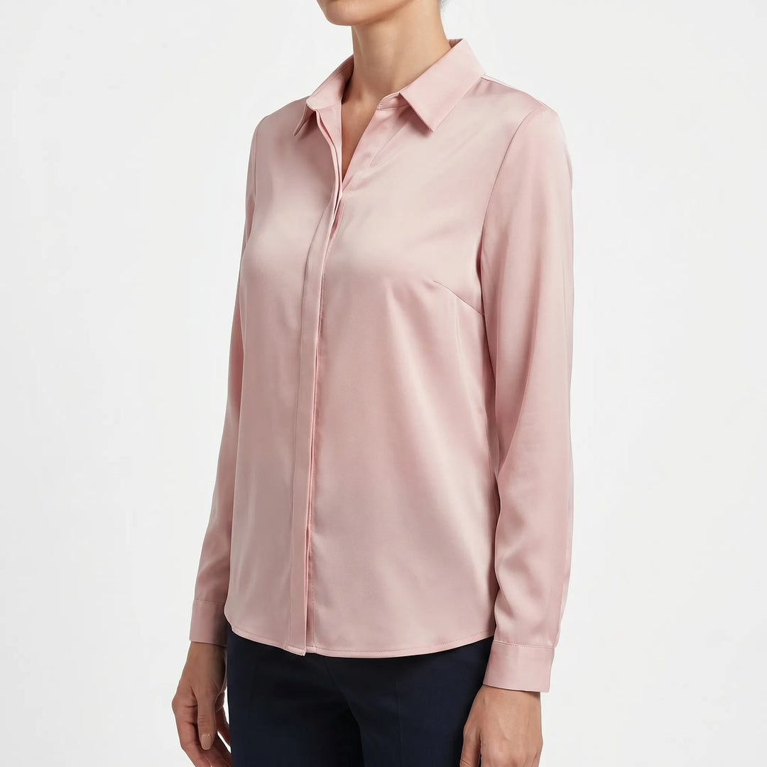 Women's Button Up Blouse - Collared with Long Sleeve for Work