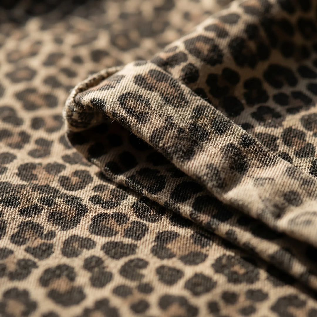 Women's Leopard Print Romper - Shirt Style for Summer