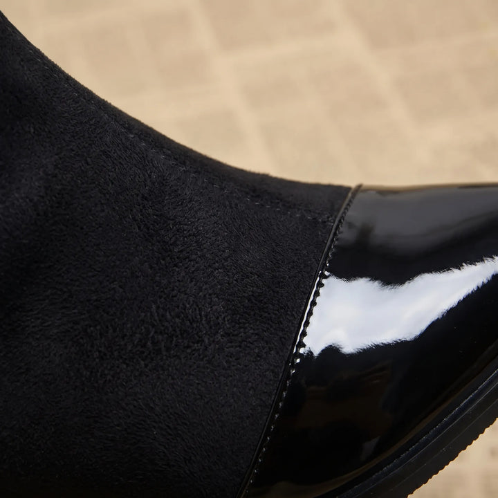 Women's Pointed Toe Ankle Boots - Block Heel with Back Zip