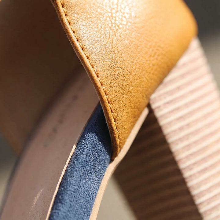 Women's Elegant T Strap Block Heels - Closed Toe for Work
