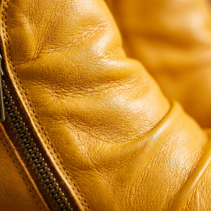 Women's Leather Ankle Boots - Zip Up with Ruched Detail