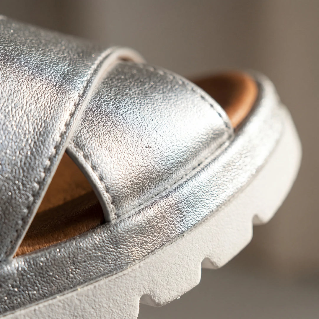 Women's Platform Slide Sandals - Open Toe with Crossover Strap