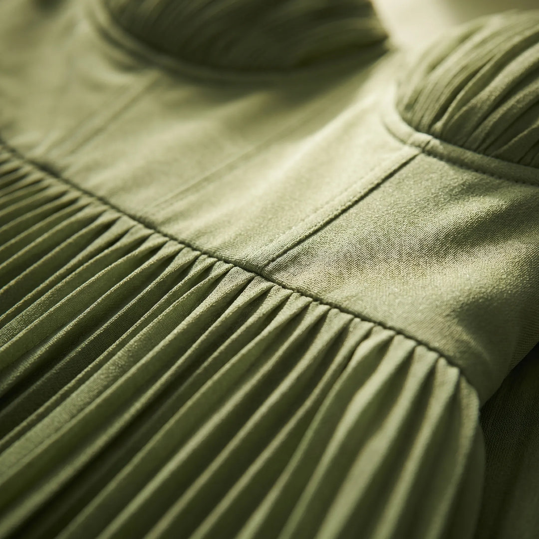 Women's Pleated Maxi Dress - Strappy A Line for Evening