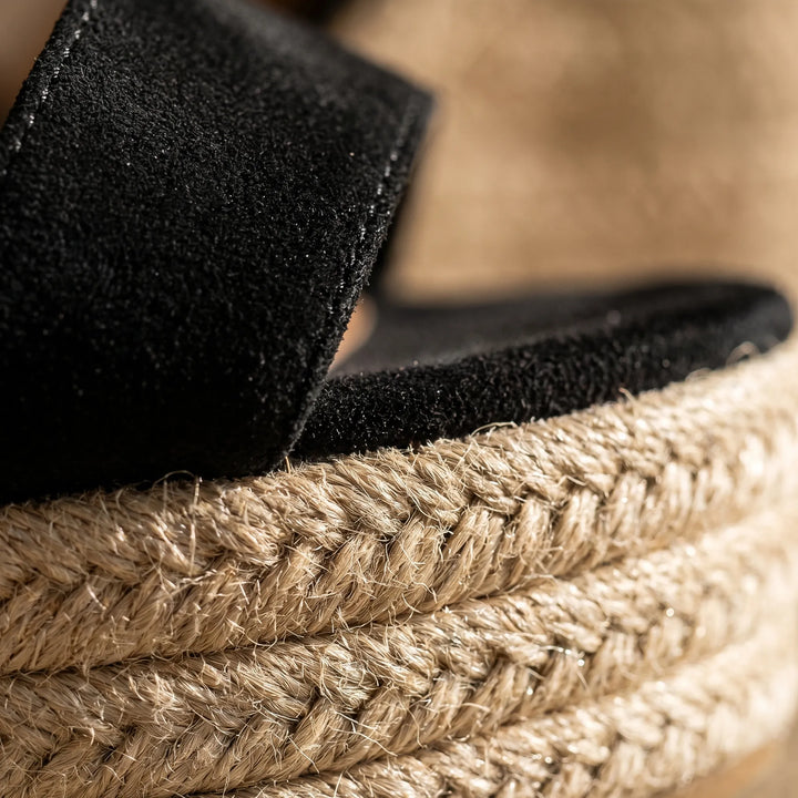 Women's Espadrille Wedge Sandals - Open Toe with Ankle Strap