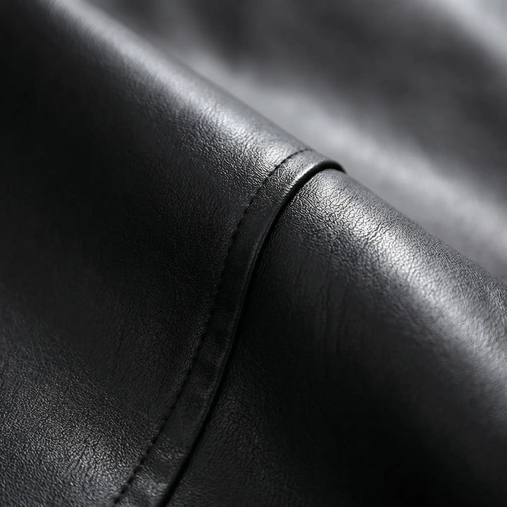 Men's Leather Bomber Jacket - Oversized with Zip Up