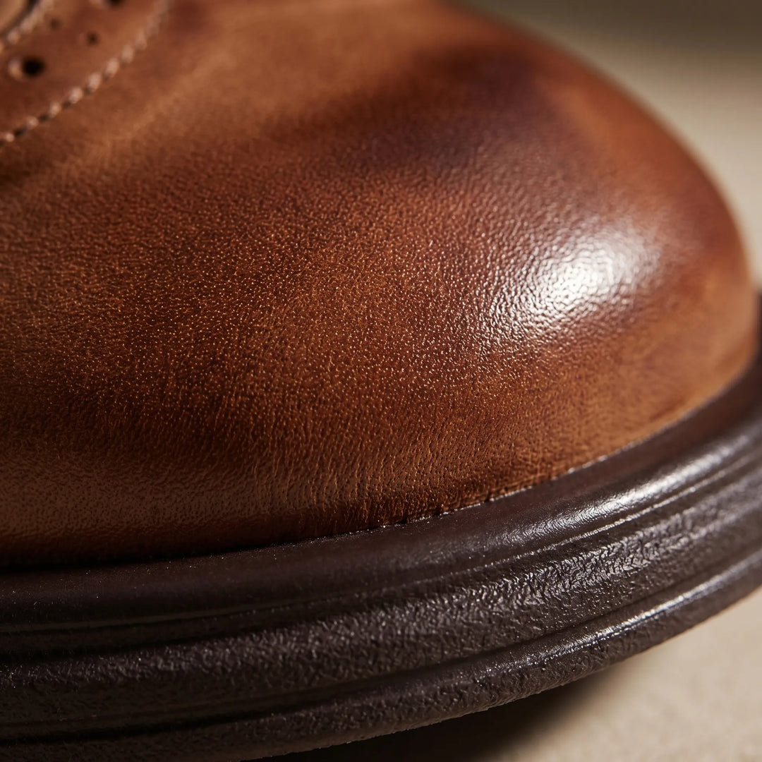 Women's Mary Jane Shoes - Brogue Detail with Buckle Strap