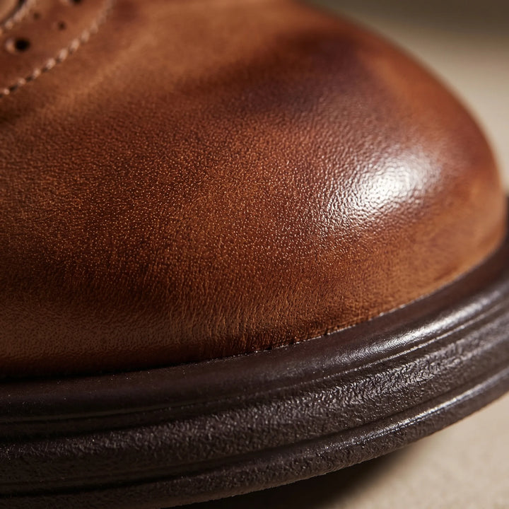 Women's Mary Jane Shoes - Brogue Detail with Buckle Strap