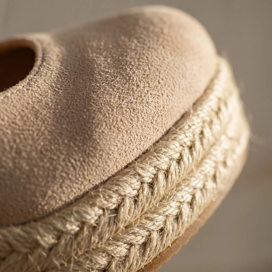 Women's Espadrille Wedge Heels - Closed Toe with Cross Strap